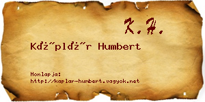 Káplár Humbert névjegykártya